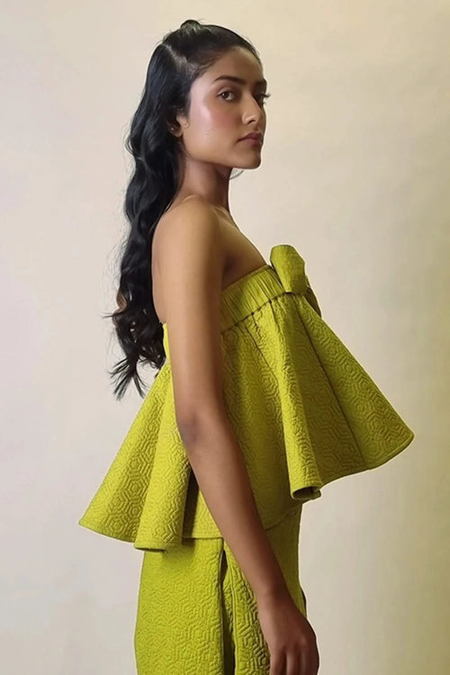 Chartreuse Quilted Bow Top