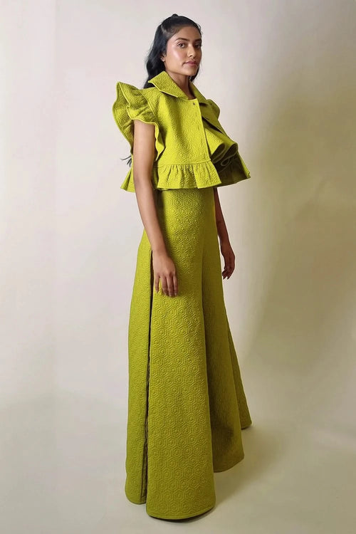 Chartreuse Cotton Quilted Jacket