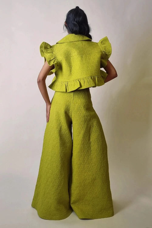 Chartreuse Cotton Quilted Jacket