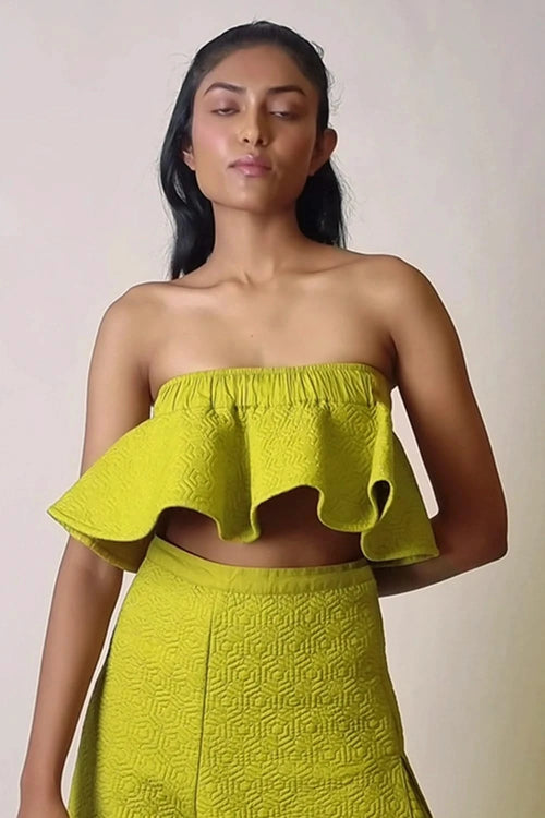 Chartreuse Quilted Wave Top