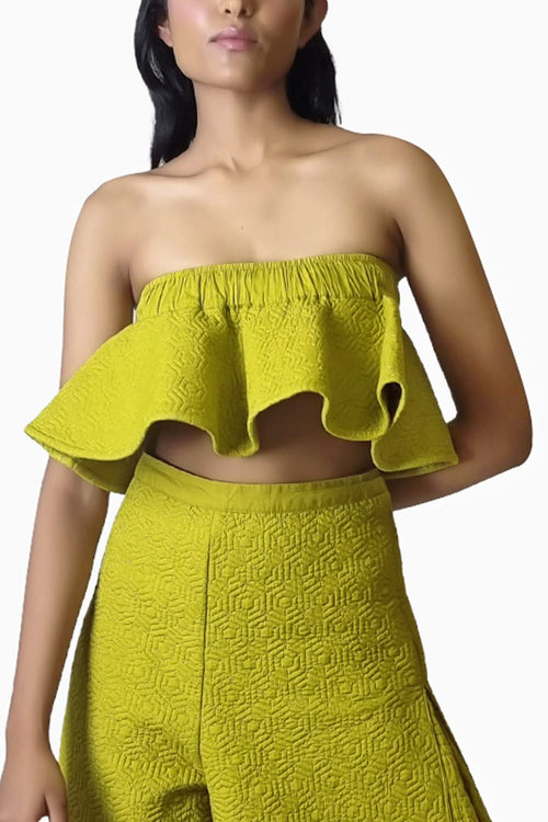 Chartreuse Quilted Wave Top