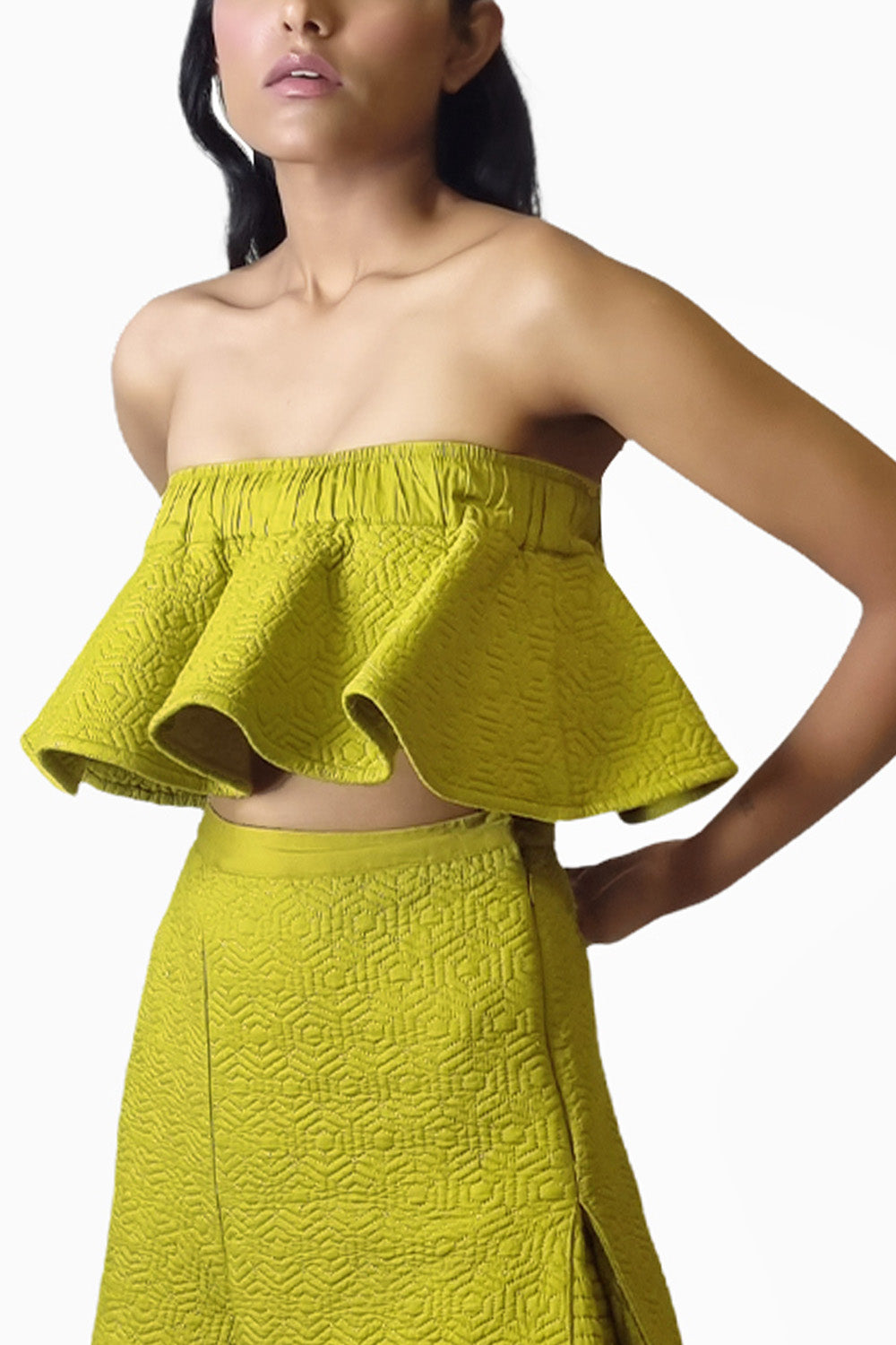 Chartreuse Quilted Wave Top