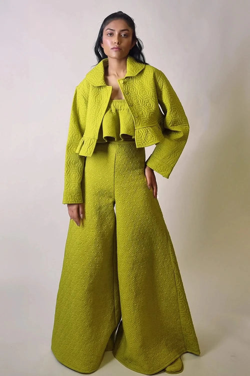 Chartreuse Cotton Quilted Jacket