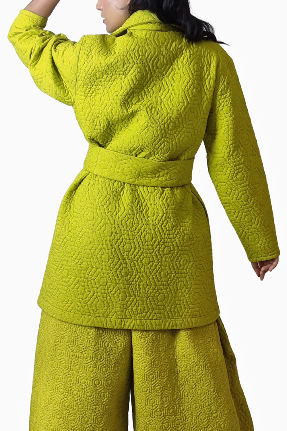 Chartreuse Long Quilted Coat Jacket