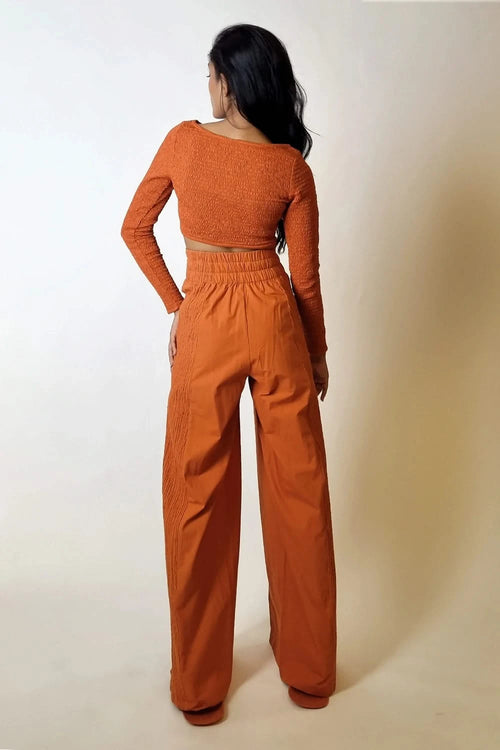 Terracotta Ripple Zip-up Pants