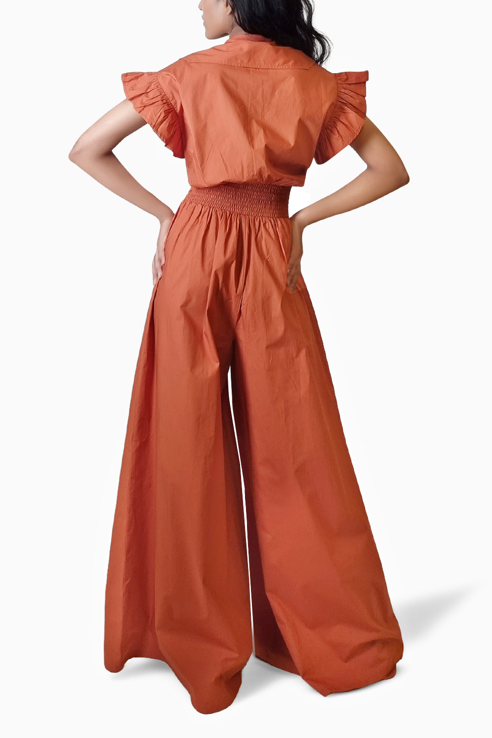 Terracotta Ripple Bow Jumpsuit