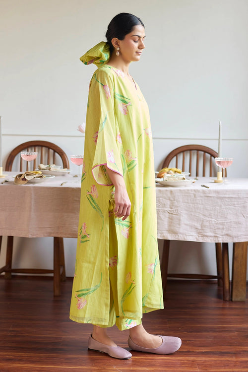 Lime Tulip Relaxed Fit Kurta Sets