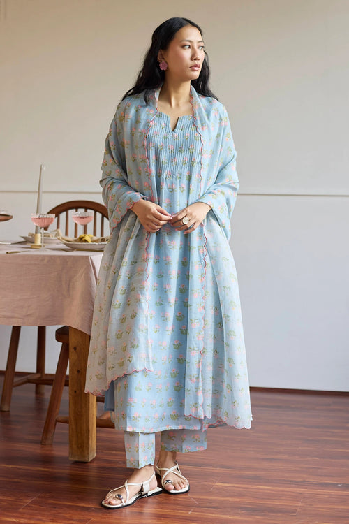 Powder Blue Pintuck  Set