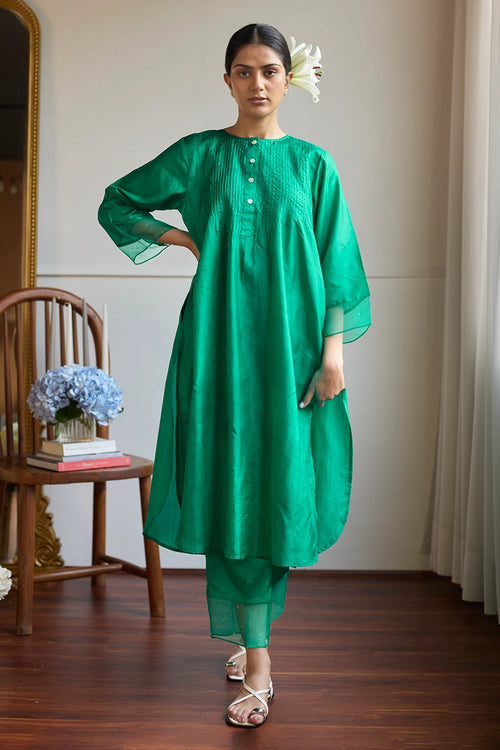 Emerald Pintuck Silk Co Ord
