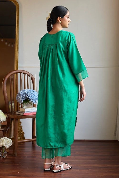 Emerald Pintuck Silk Co Ord