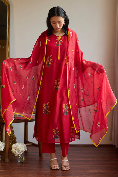 Red Scarlet Kurta Set