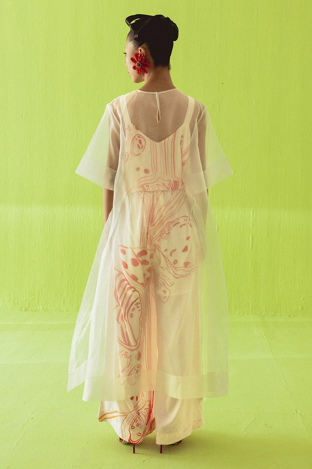 Cream Co-ord With Sheer Overlay