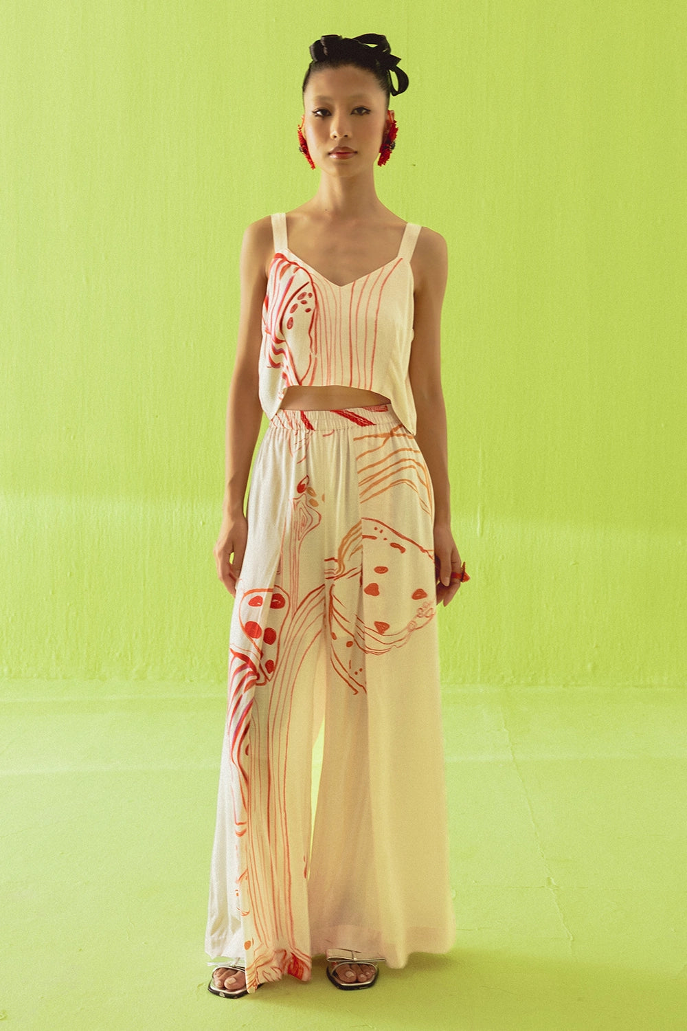 Cream Co-ord With Sheer Overlay
