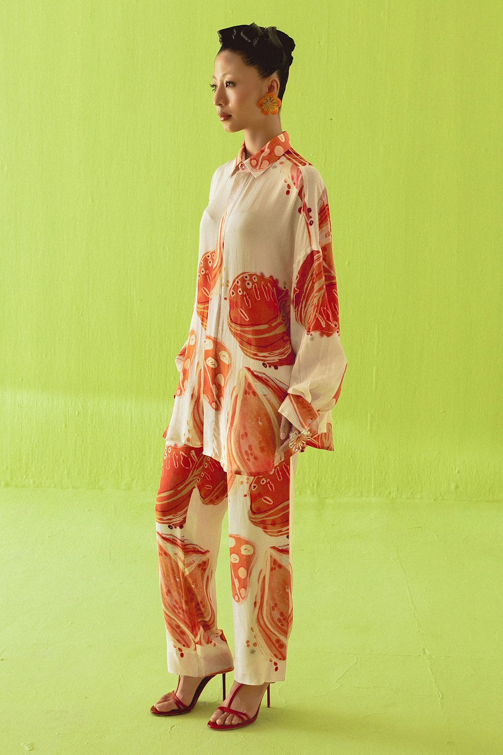 Cream And Orange Co-ord Set