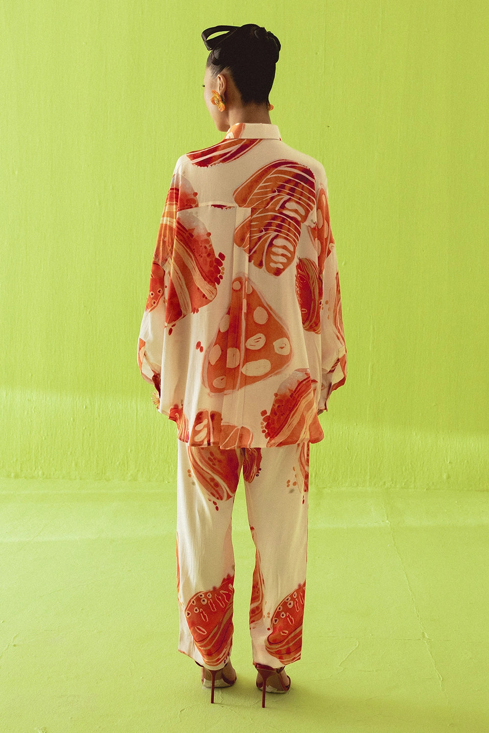 Cream And Orange Co-ord Set