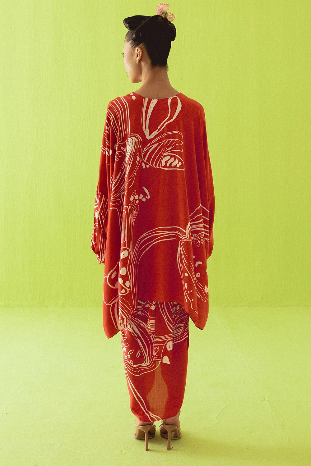 Red Kaftan Skirt And Skirt Set