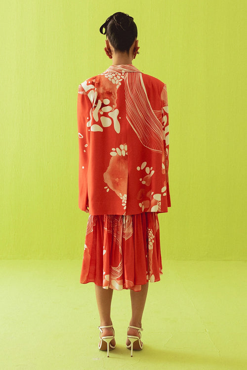 Bright Red Blazer And Dress Set