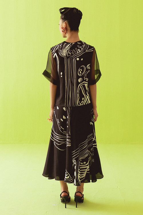 Black Three Piece Skirt Set