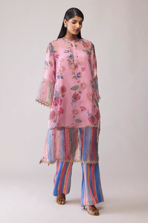 Tara Pink Print Kurta Set