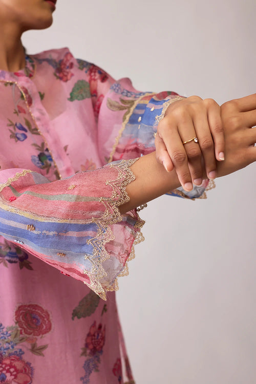 Tara Pink Print Kurta Set