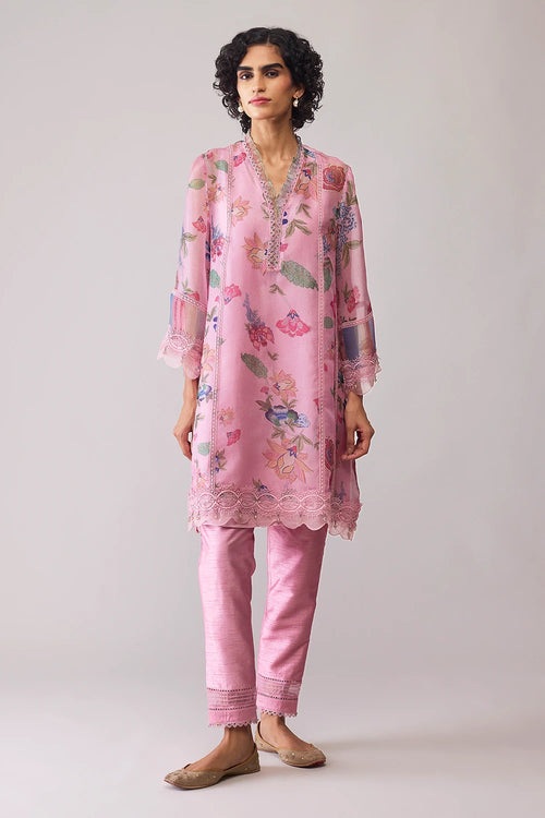 Farida Pink Print Kurta Set