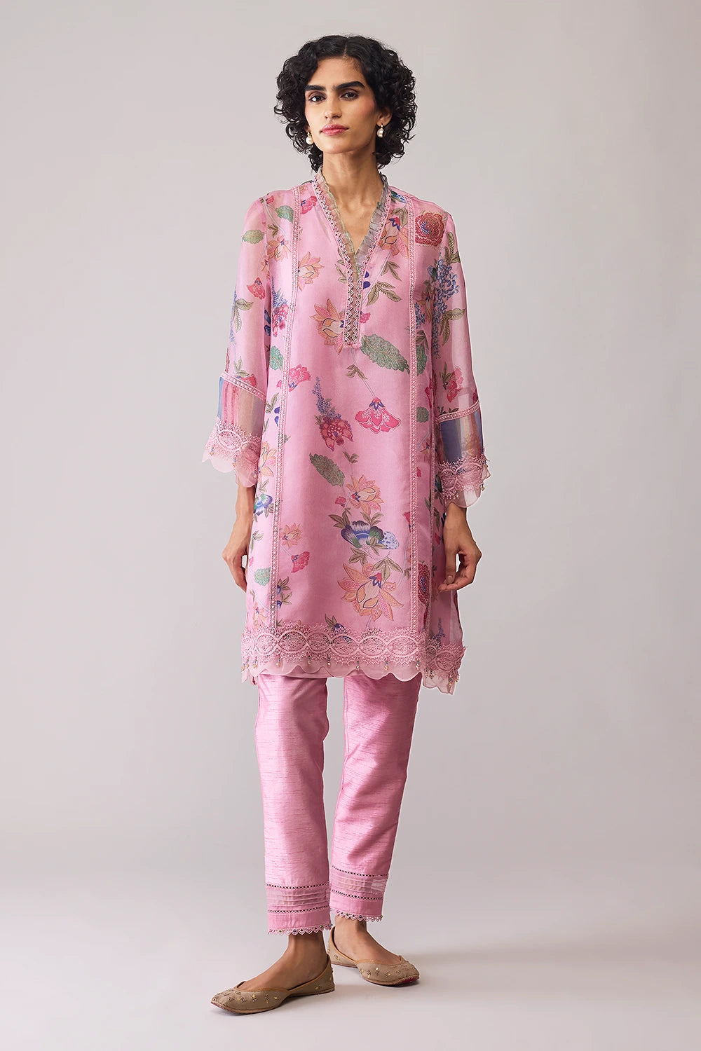 Farida Pink Print Kurta Set
