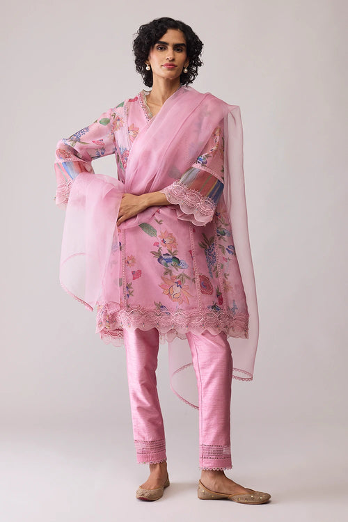 Farida Pink Print Kurta Set