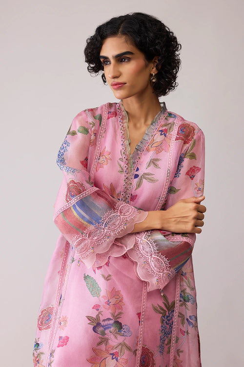Farida Pink Print Kurta Set
