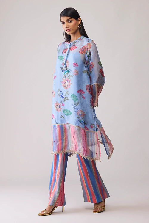 Tara Blue Print Kurta Set