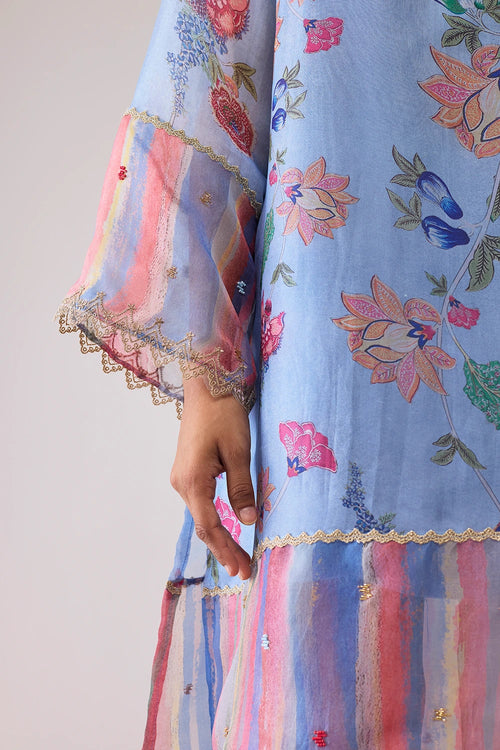 Tara Blue Print Kurta Set