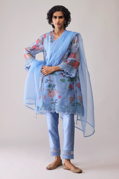 Farida Blue Print Kurta Set