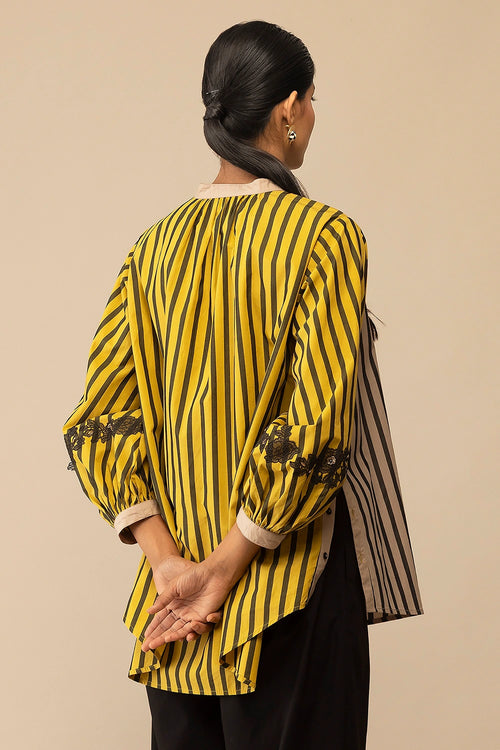 Asha Mustard and Beige Shirt
