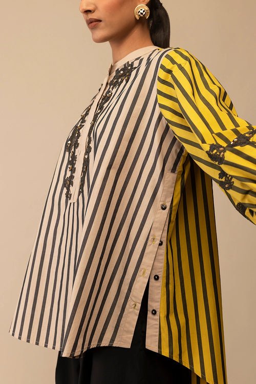 Asha Mustard and Beige Shirt