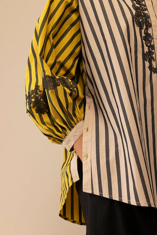 Asha Mustard and Beige Shirt