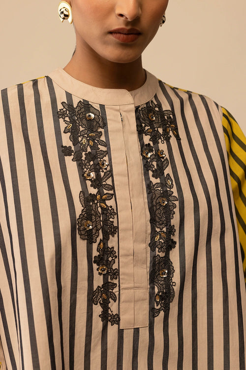 Asha Mustard and Beige Shirt