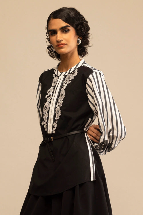 Asha Black and White Shirt
