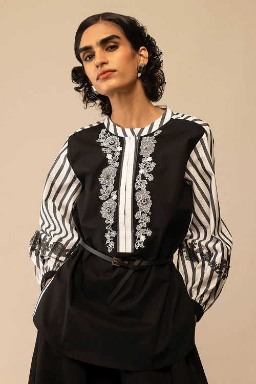 Asha Black and White Shirt
