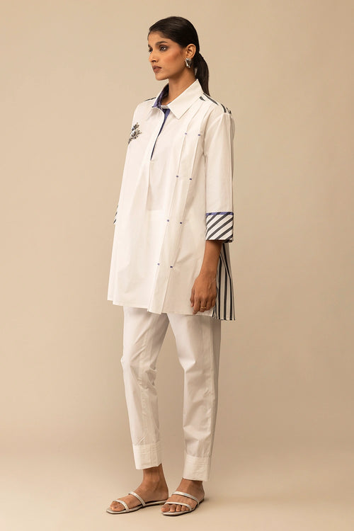 Neela White Embroidery Co-ord Set