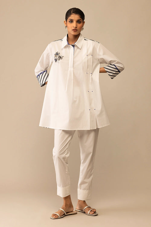 Neela White Embroidery Co-ord Set