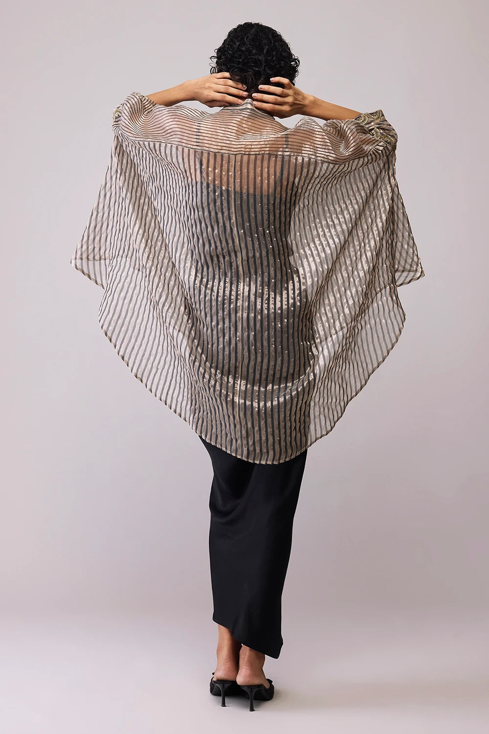 Black Stripe Manya Kaftan Set