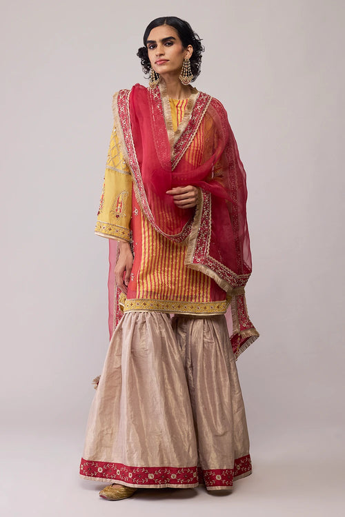 Red Yellow Nadia Kurta Set