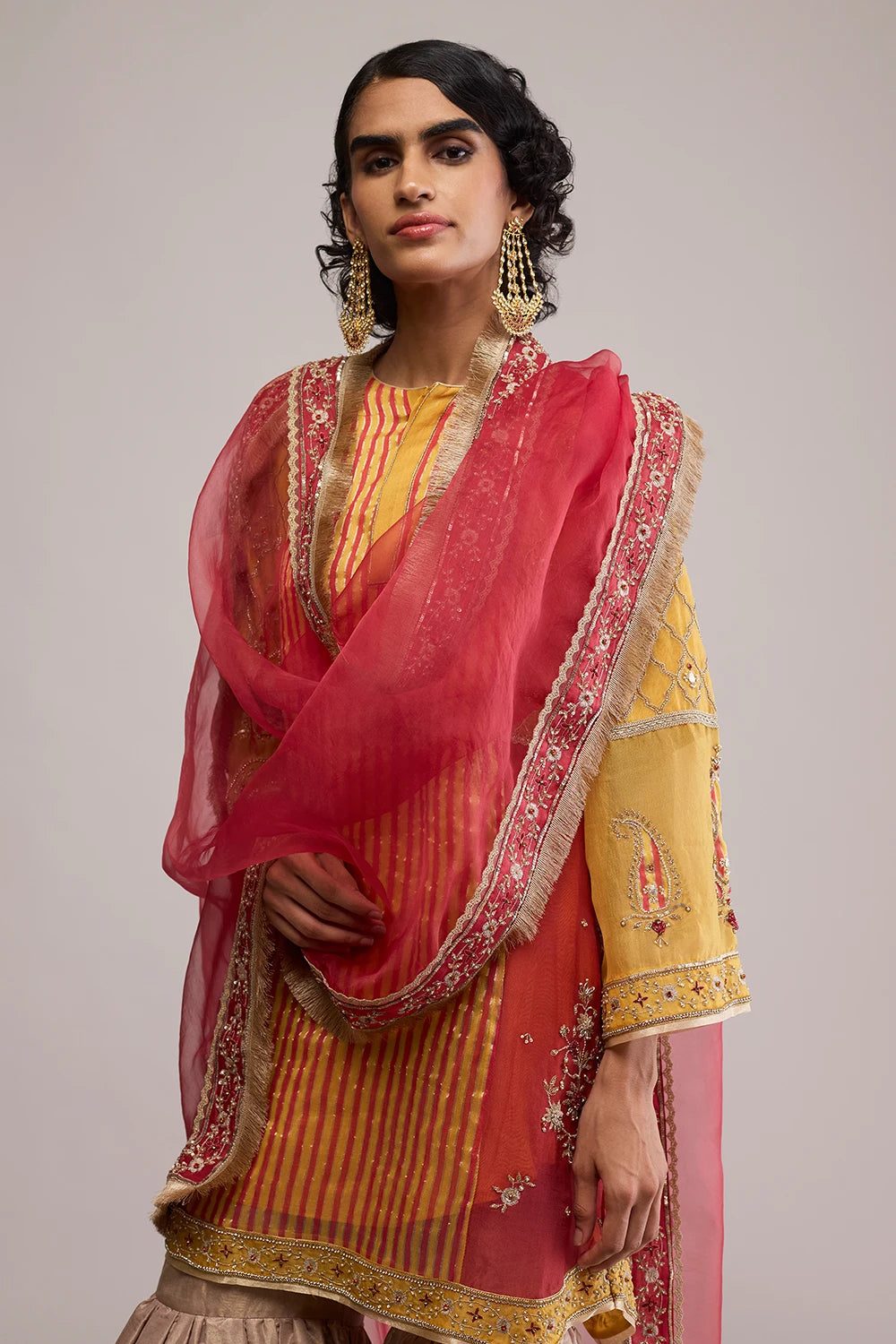 Red Yellow Nadia Kurta Set