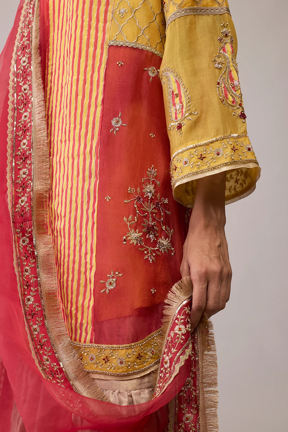 Red Yellow Nadia Kurta Set