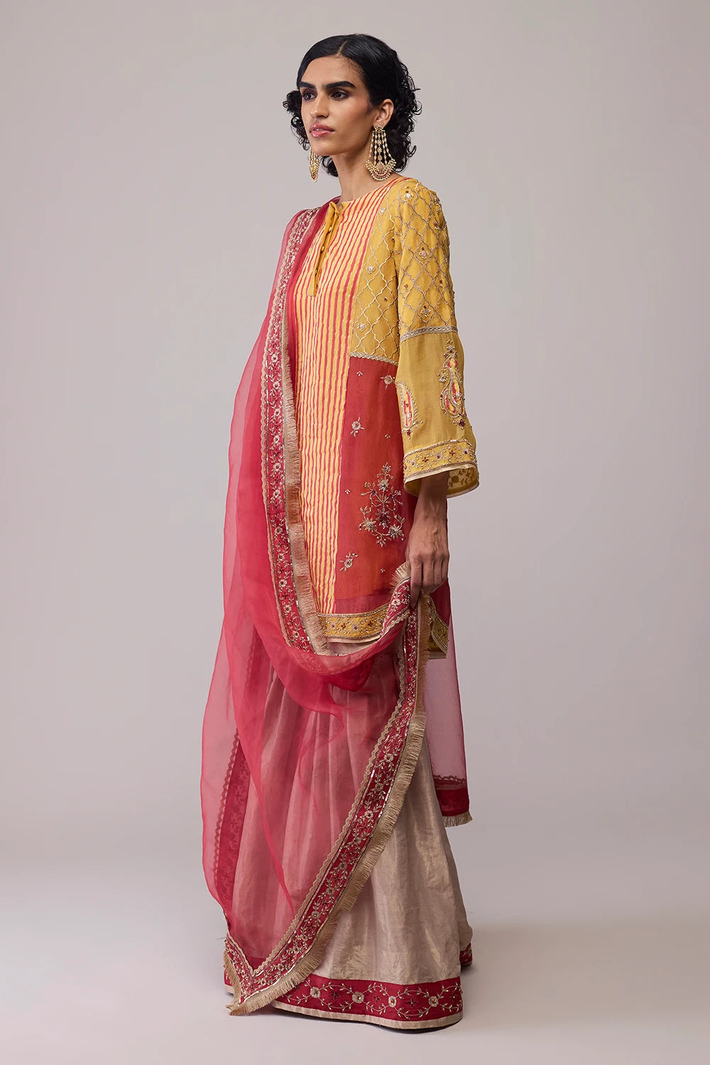 Red Yellow Nadia Kurta Set