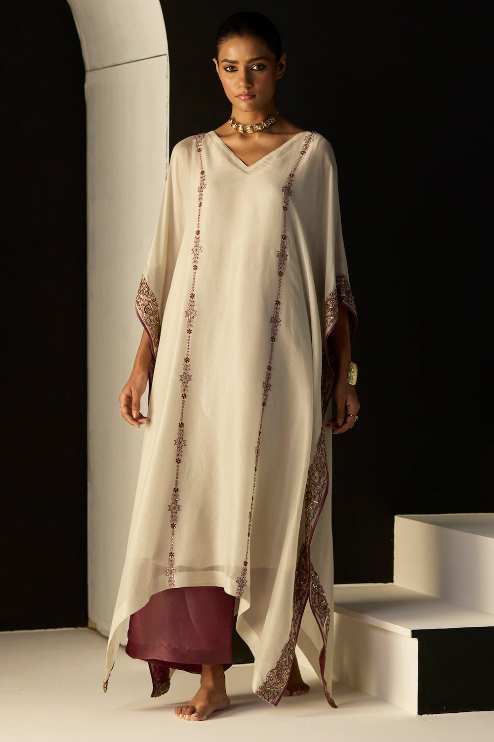 White Rana Kaftan set