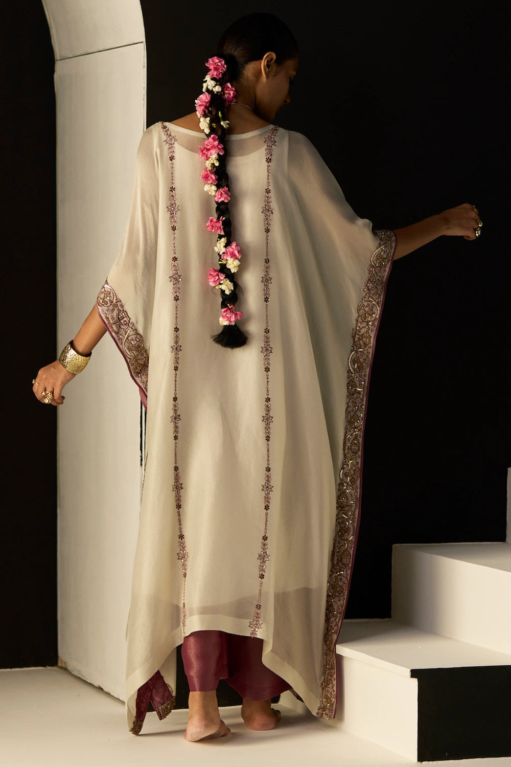 White Rana Kaftan set