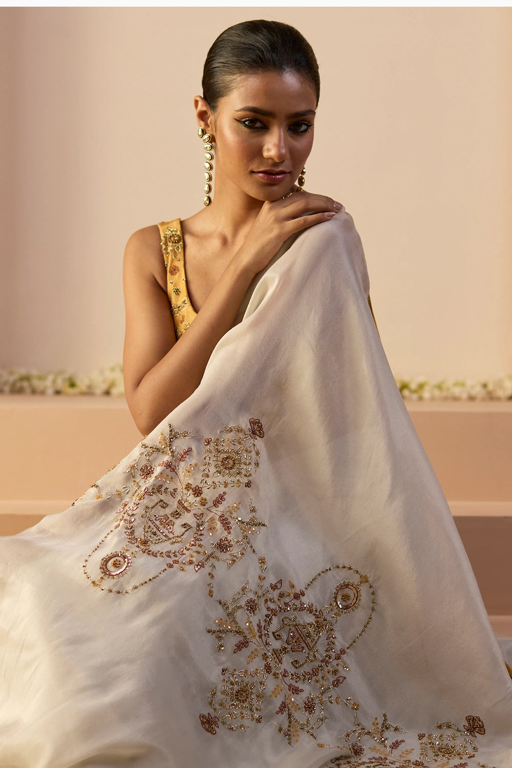 White Iqra Saree