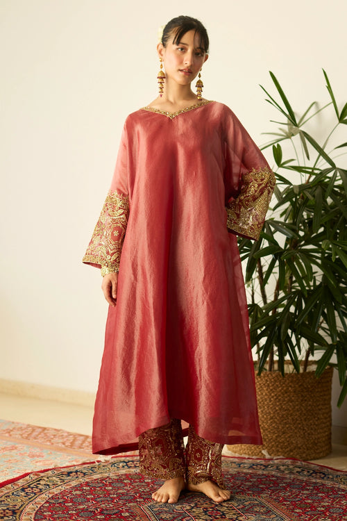 Red Rubaab Kaftan set