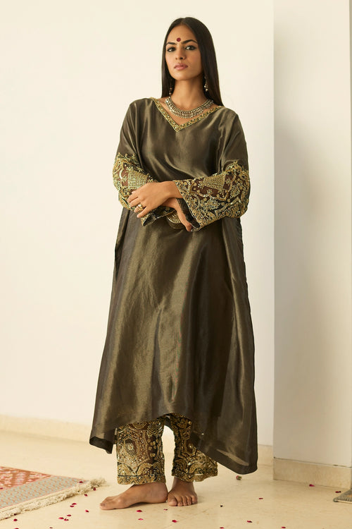 Grey Rubaab Kaftan set