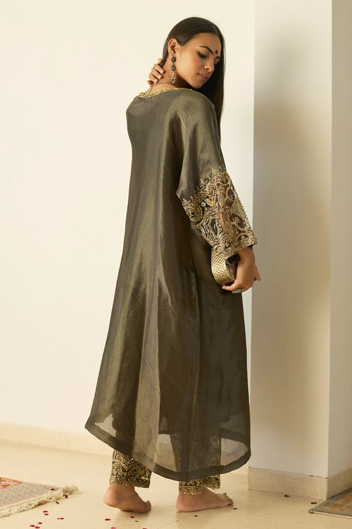 Grey Rubaab Kaftan set